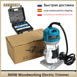 800W 220v Woodworking Electric Trimmer Corded Slotting Machine Multifunction Hole Opener Engraving Machine Carpentry Tools