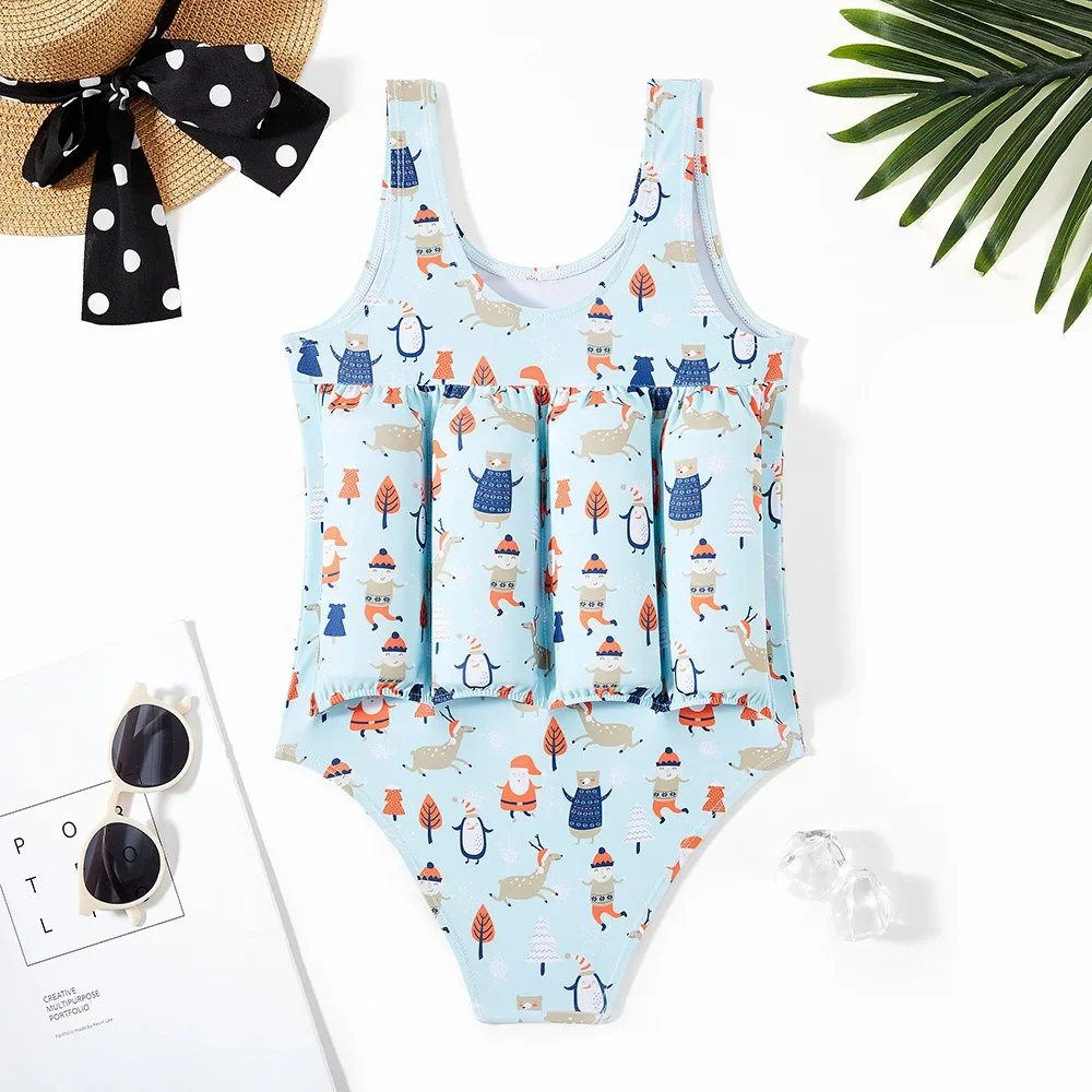 Cute Cartoon Girls costume da bagno Summer One Piece Swimwear neonate Float Swim Vest 2-7 anni bambini Floatation costume da bagno galleggiabilità