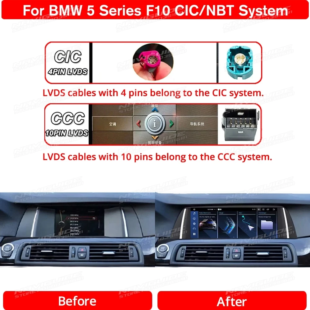 NAVIGUIDE 10.25 Inch 8G+128G Car GPS Navigation Android 13 For BMW 5 Series F10 F11 2011-2016 CIC NBT System Multimedia Player