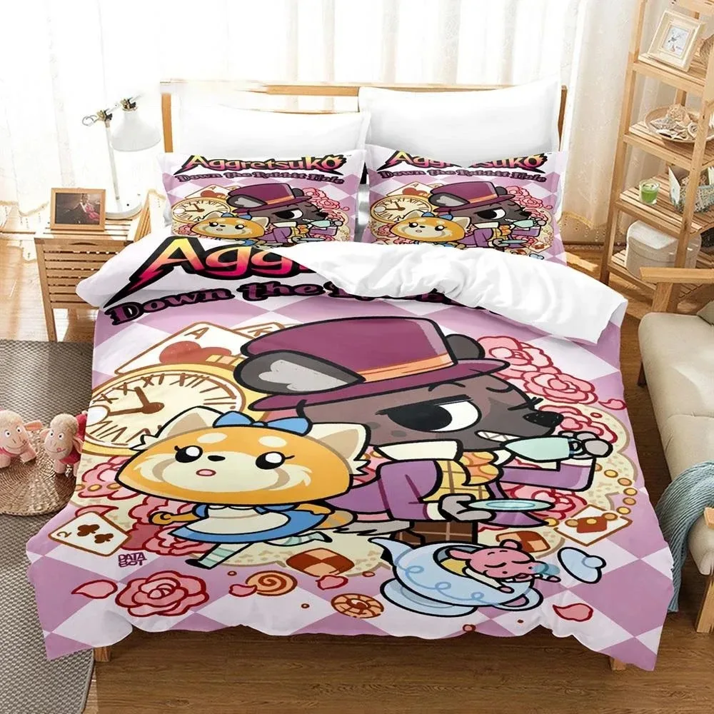 3D Printed Aggretsuko Retsuko Bedding Set Boys Girls Twin Queen Size Duvet Cover Pillowcase Bed Boys Adult Home Textileextile