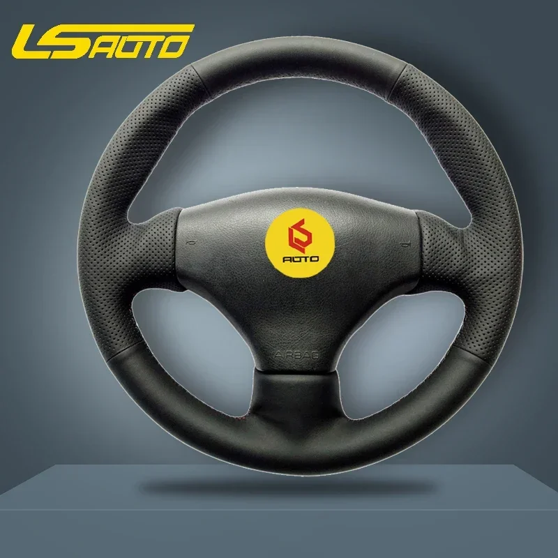 Ls auto capa de volante costurada à mão para peugeot 206 1998-2005 206 sw 2003-2005 206 cc 2004 2005 capa de volante