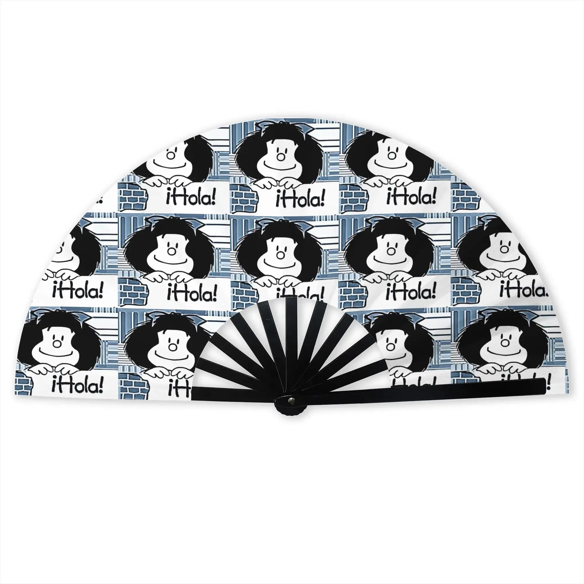 Стильный веер с принтом M-Mafalda для женщин, винтажный костюмный аксессуар из полиэстера, складной веер для свадьбы, вечеринки, подарок