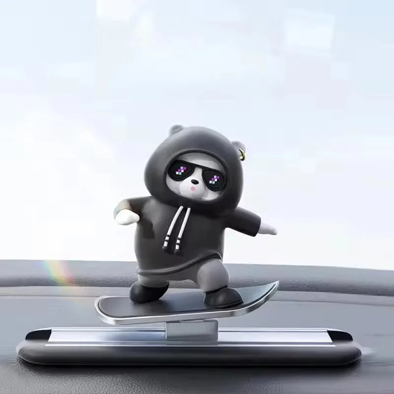 ديكورات متحركة على شكل دب لوح تزلج رائعة - ديكور شاشة تحكم عالمي للسيارة، ملحقات داخلية أساسية للسيارة #6