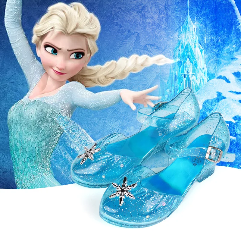 

Disney Frozen Elsa Girls High Heeled Sandals Summer Children Cosplay Princess Shoes Shiny Luminous Shoes Show Shoes Kid Gift