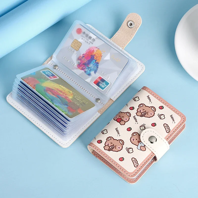 Imagem -06 - Titular do Cartão Urso Kawaii Bonito Multi Grids Business id Credit Bank Card Case Photocards Holder Carteira Portátil Papelaria Coreano