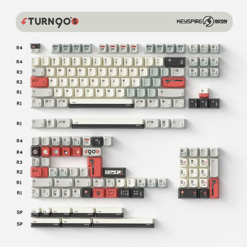 KeyTok Keycaps Turning -90 Keycap Esports Gaming Table Setup 162 Keys Compatible with Night Mage EV63