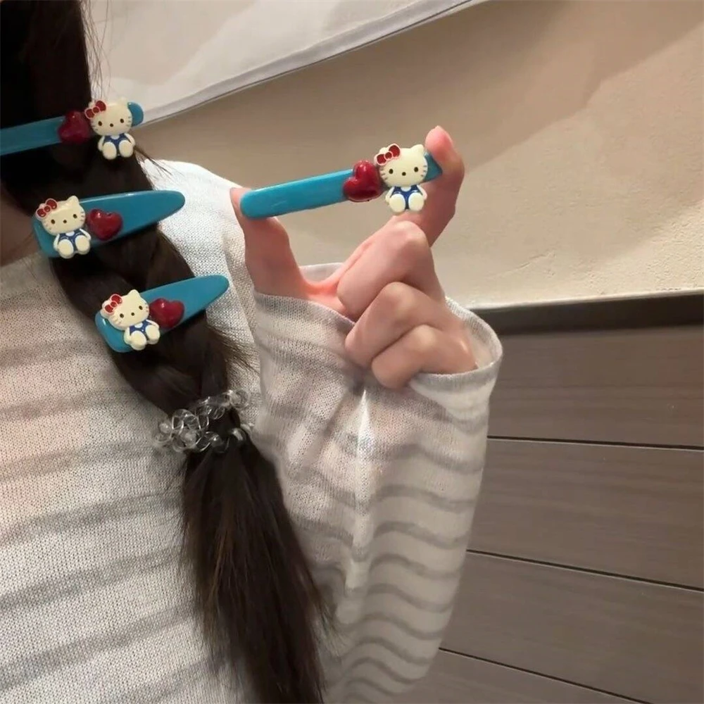 Novo sanrio azul gotas de água amor olá kitty duckbill clipe de cabelo dos desenhos animados bonito gatinho gato lado hairpin acessórios para o cabelo presentes