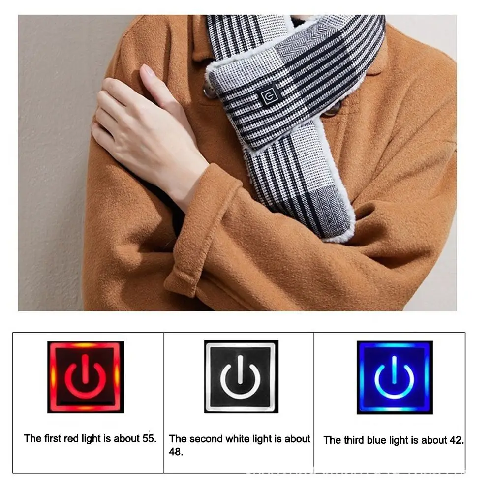 Fashion USB Electric Heated Scarf 3 Gears Washable Neck Heating Pad Winter Warm Temperature Control Thermal Scarfs Unisex