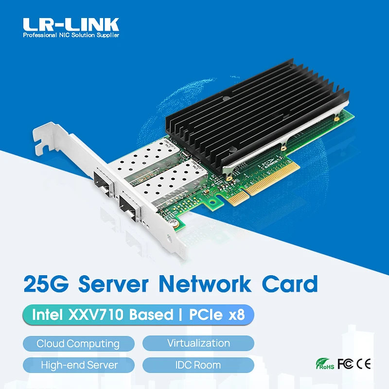 LR-LINK 1001PF-2SFP28 25Gb Network Card Fiber Optical Ethernet Adapter Dual-port PCI-Express NIC Based on Intel XXV710