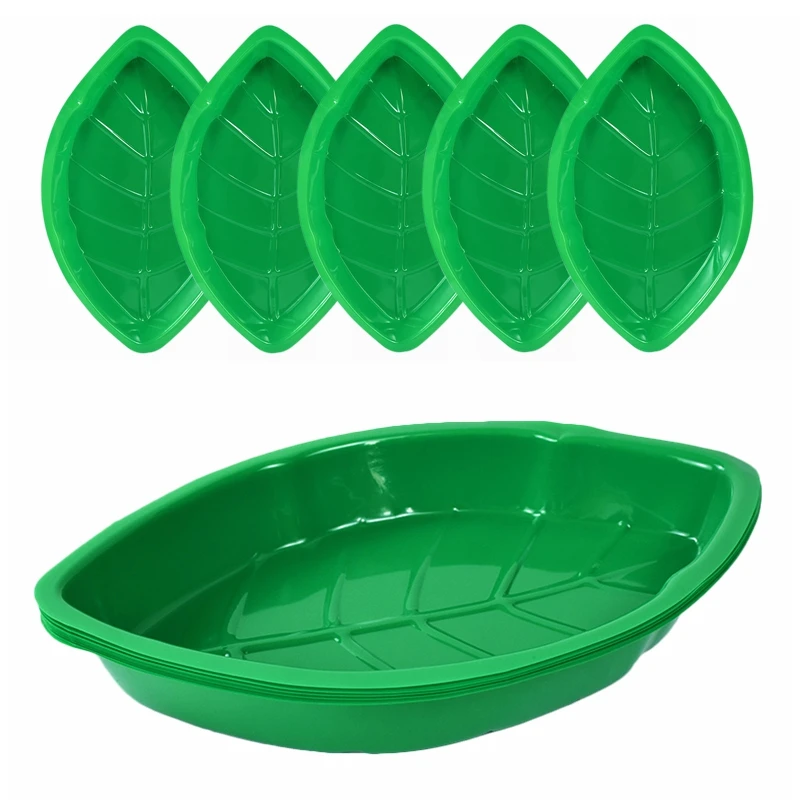 Plato de hoja de palma verde de 2/4/6 piezas, bandeja de comida para palomitas de maíz, dulces, galletas, Hawaiano, verano, Luau, cumpleaños, boda, decoraciones para fiestas