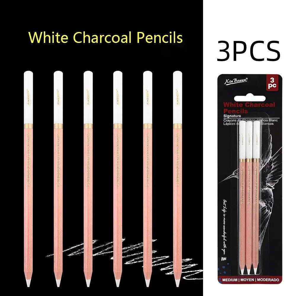 3Pcs Sketch White Charcoal Pencils Set Highlight White Pencils for Professional  Drawing Sketching Shading, Beginners Artists