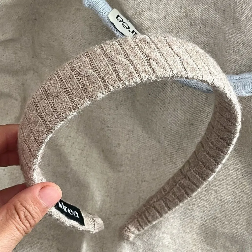 Knitting Construction Cable Knit Headband Soft Korean Style Knitting Fabric Headbands 3CM Width High Crown Knitted Hairband