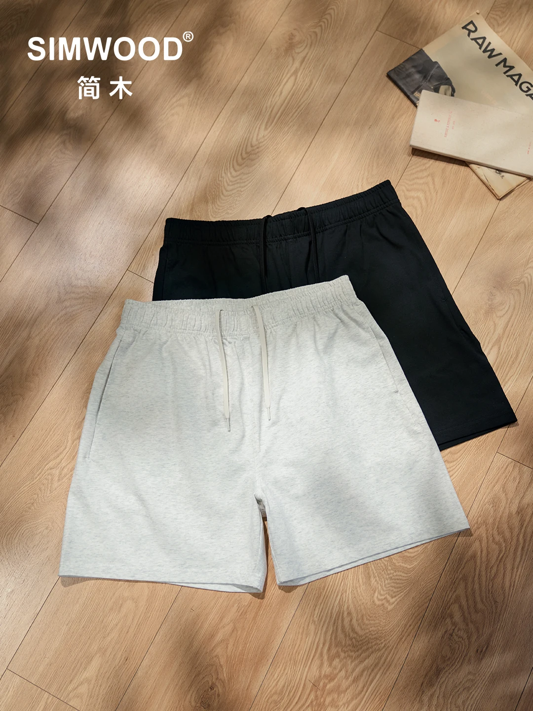 SIMWOOD-pantalones cortos de tela para hombre, ropa de estar por Casa de gran tamaño, 240gsm, ligeros, cómodos, verano, 2024