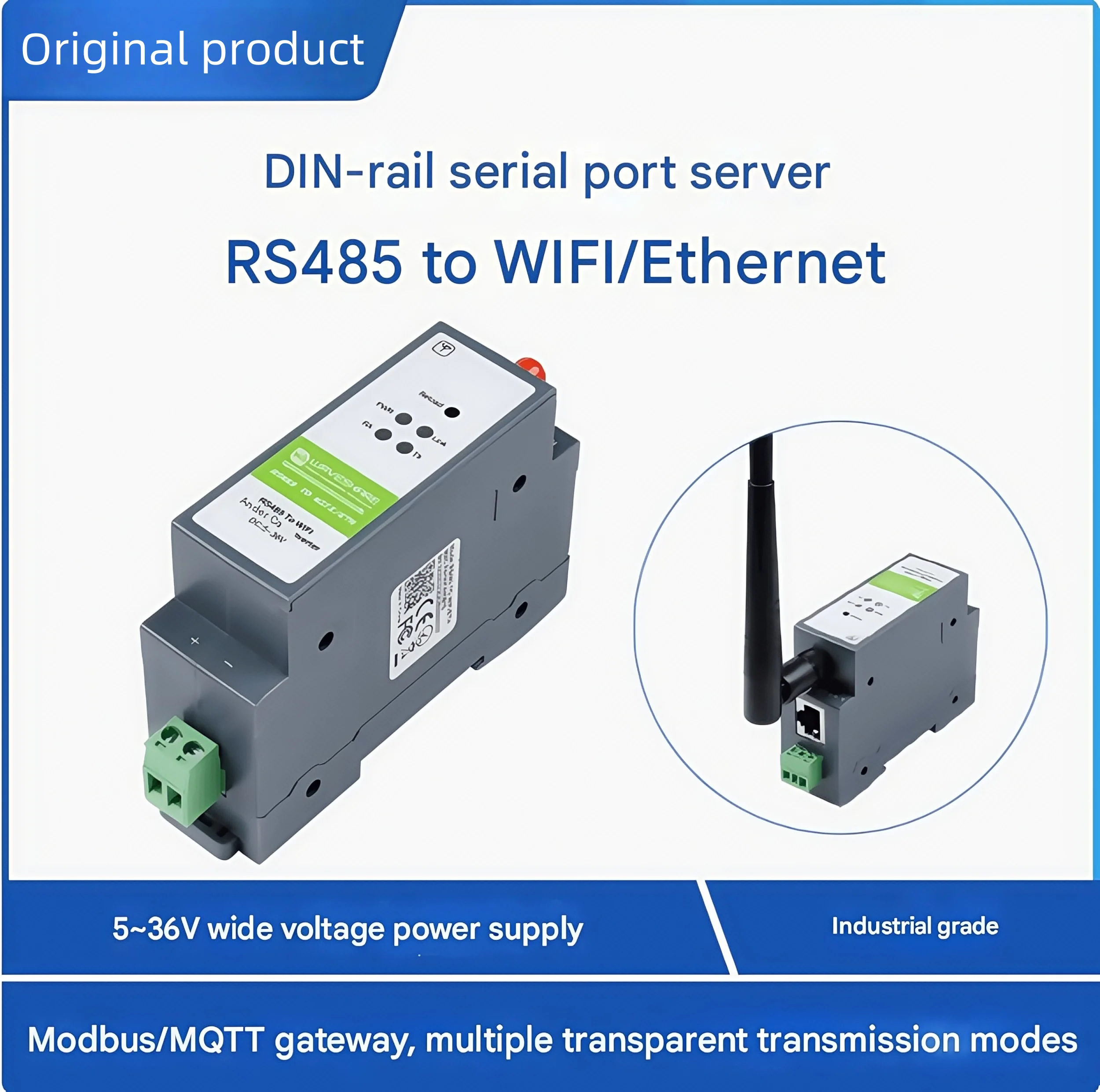 Industrial Serial Server Modbus/MQTT Gateway RS485 to WIFI/Ethernet Module