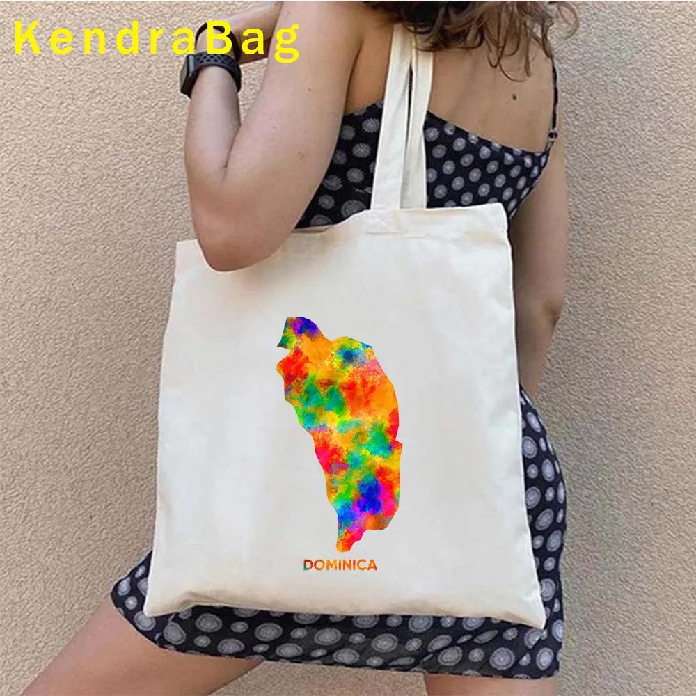 Dominica Country Map Flag Love Heart Women's School Messenger Totes Bags Shoulder Ladies Handbag Large Casual Canvas Female Bags