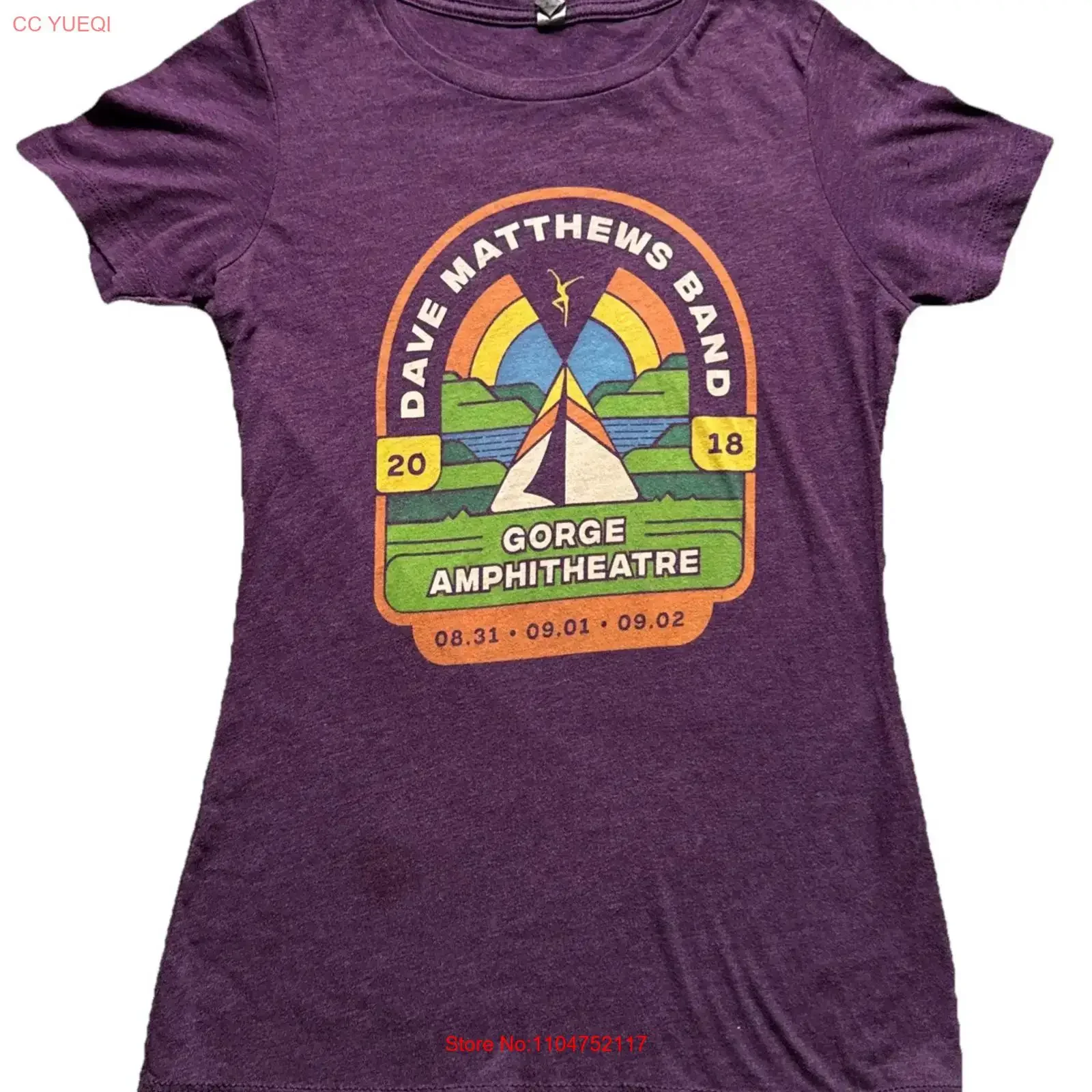 Dave Matthews Band 2018 Gorge Washington Summer Tour T Shirt Women's Small Purple vintage Washed Stretched designer clothes