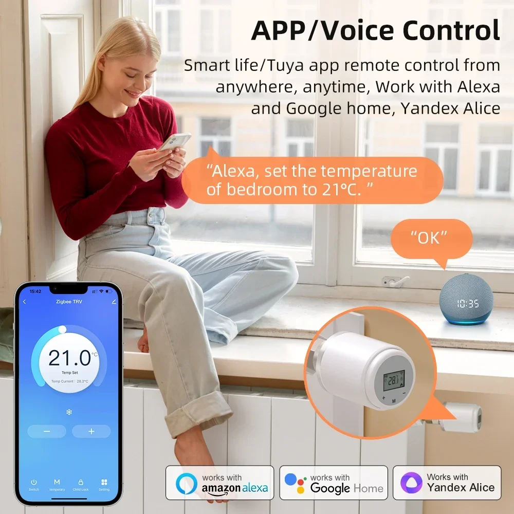 TNCE Tuya Thermostatic Radiator Valve wifi zigbee 2mqtt, Smart TRV thermostat Temperature Control, voice Alexa Google Home alice