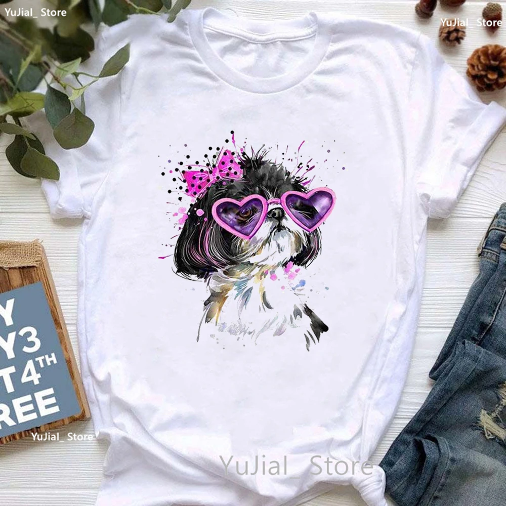 Watercolor Unicorn Flowers Print T Shirt Girls Kawaii Dolphin Dog Tshirt Women Summer Tops Fashion Short Sleeve T-Shirt Female