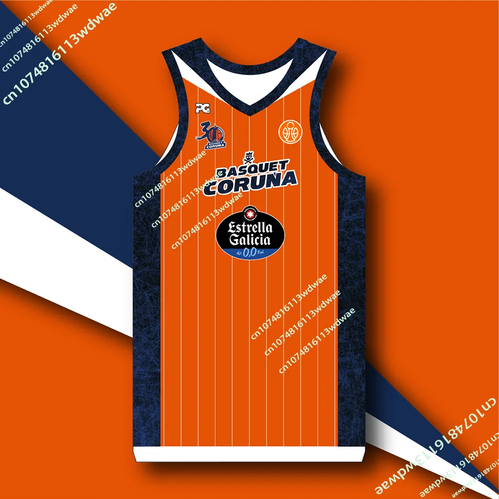 

Новая баскетбольная майка для мужчин и детей испанской лиги 25/26, быстросохнущая, для болельщиков команды Баскет Корунья