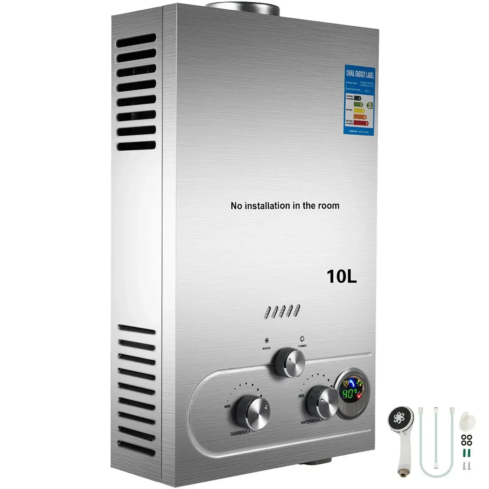 LPG Water Heater|SIHAO LPG Water Heater for Home Camping Outdoor RV 6L 8L 10L 12L 16L 18L Portable Instant Tankless Wall-Mounted Propane Gas Digital Display