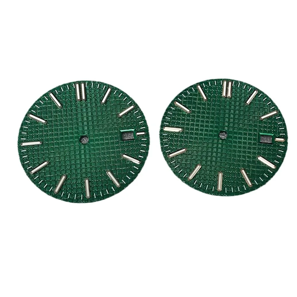 31.8mm Watch Dial + Hands Green Luminous Watch Faces Replacement Accessories for NH35 Movement Rose Nail/Silver Nail