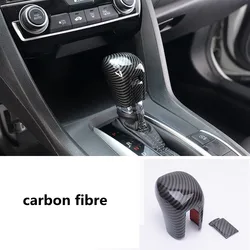 Carbon Fiber Style Interior Gear Shift Knob Protector Cover Trim Sticker For Honda Civic 2016 2017 2018 2019 2020 2021 10th Gen