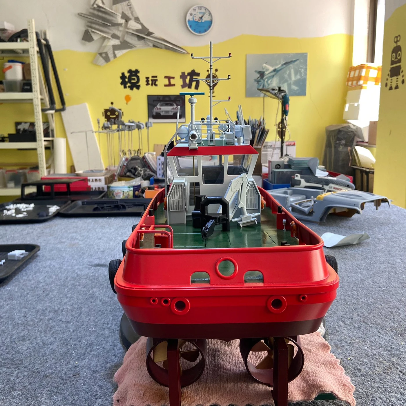 1/32 RC قارب 61 سنتيمتر محاكاة دامن 1907 قارب التحكم عن بعد محرك مزدوج RC Tugboat نموذج RTR لعبة الكبار هدية