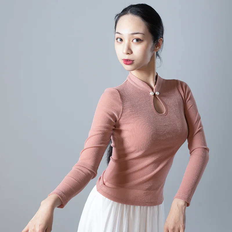 Colletto rialzato Top vuoto Gonna grande bianca Abbigliamento da danza classica Abbigliamento da donna per prestazioni professionali Top a maniche lunghe