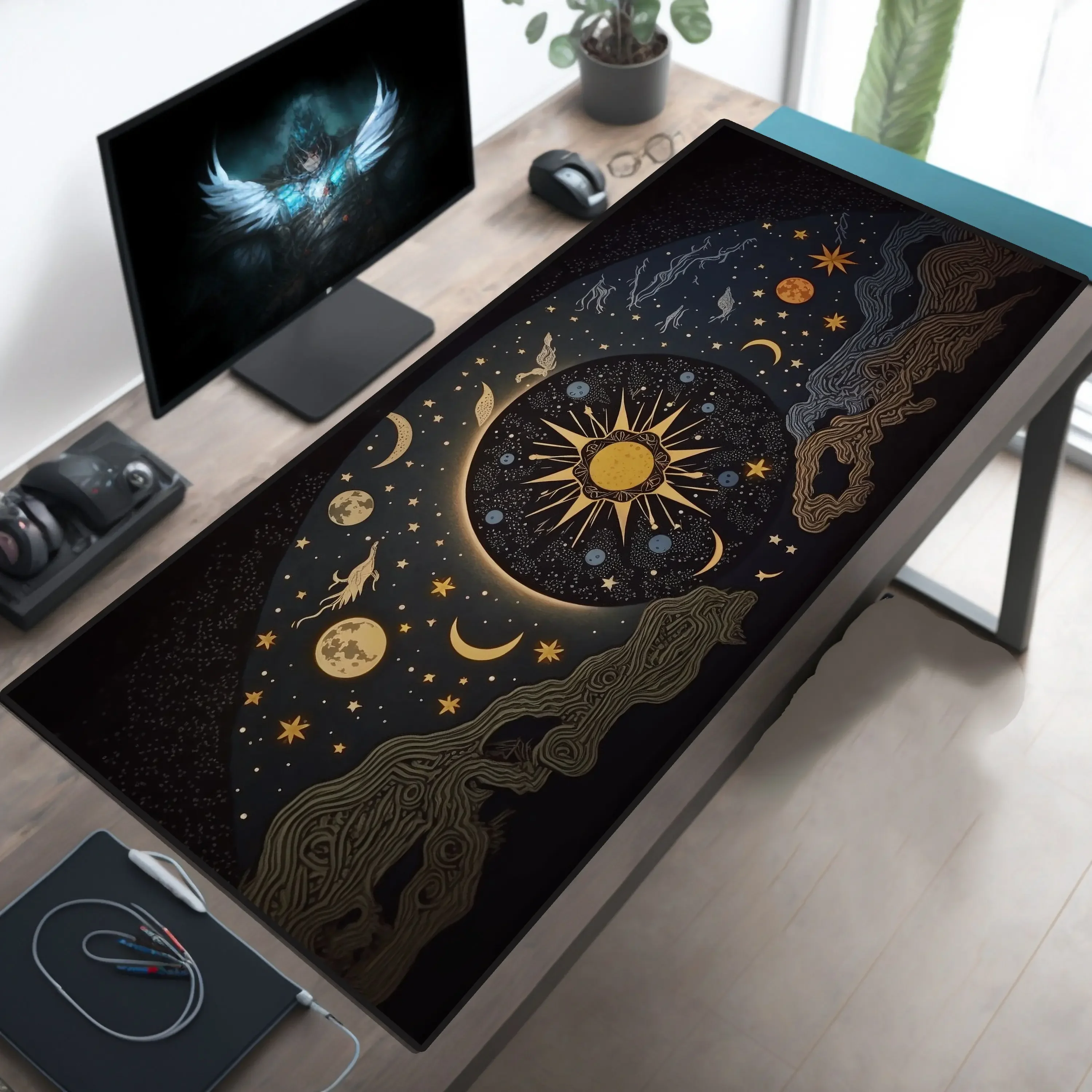 Gothic Constellation Large Mouse Pad Locking Edge Extended Gaming Desktop Carpet Laptop Desk mat Table Keyboard Accessories Rug