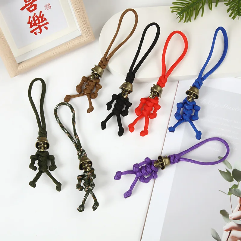 1pcs Personalized Creative Pendant Skeleton Soldier Keychain Book Bag Car Key Hanging Rope Vintage Luggage Hanging Decor Gift