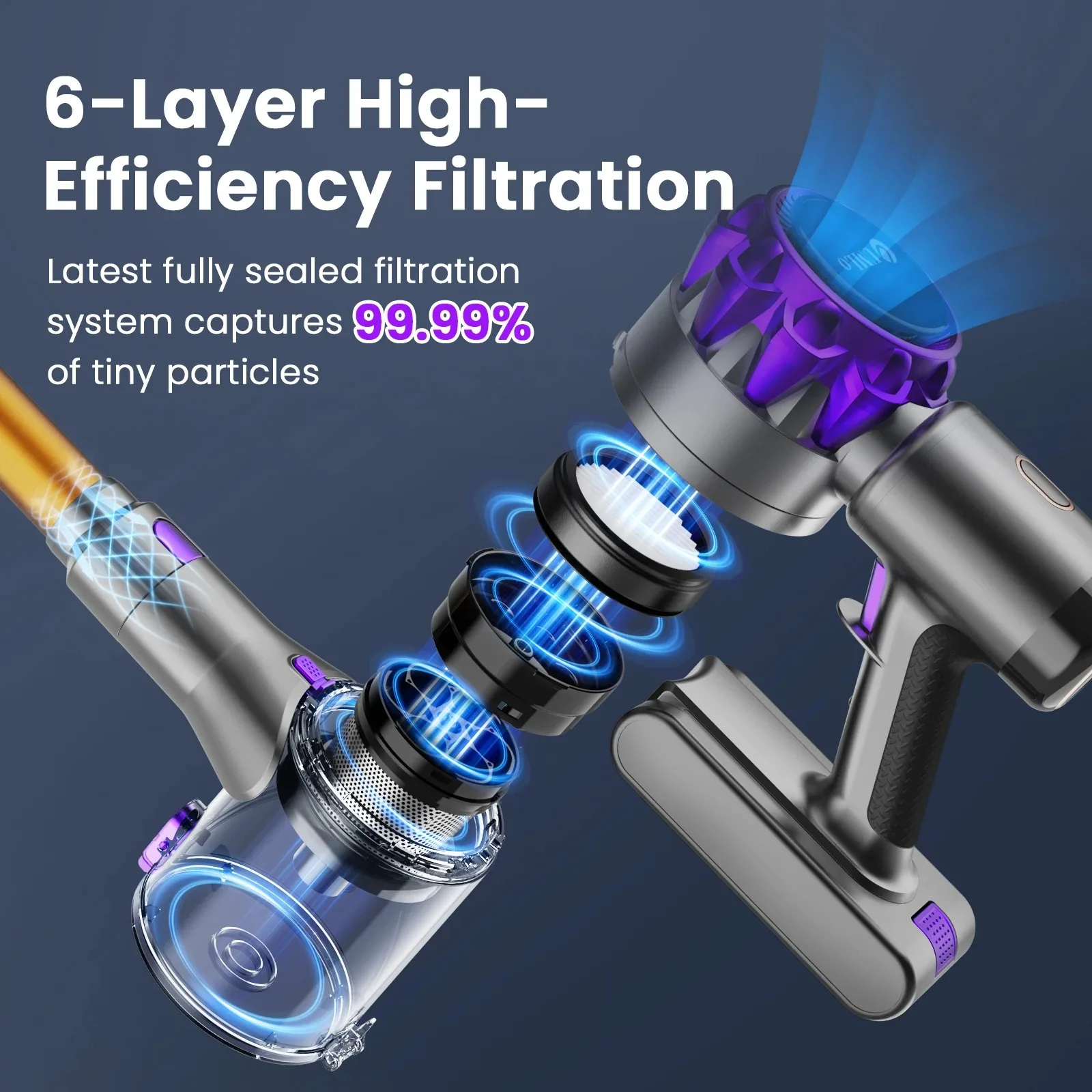 UMLO S3P Cordless Vacuum Cleaner 30Kpa 55Mins Running Handheld Stick Vacuum with LED Display for Carpet Hard Floors Car Pet Hair