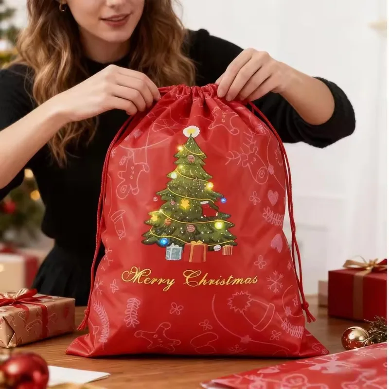 

Reusable Non-Woven Christmas Drawstring Bags:Holiday Cookie Pouch – Ideal for Winter Party Celebration, Food Candy Treat Gifting