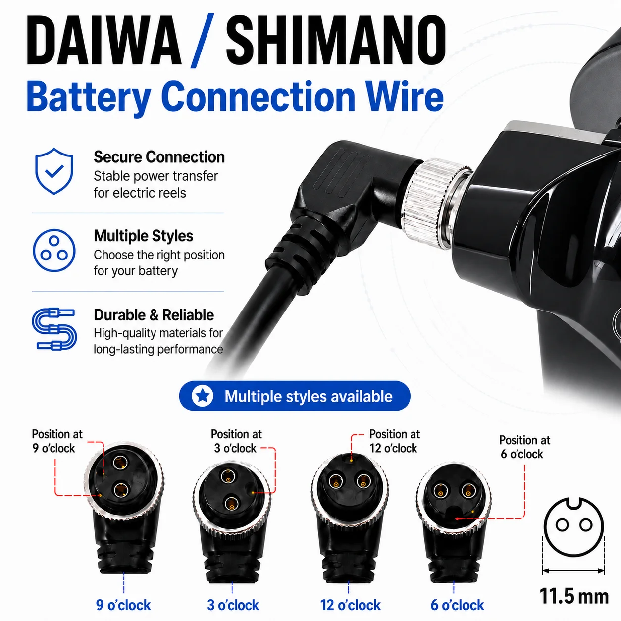 45cm 1.5m 2m Electric Fishing Reels Battery Power Cable Electric Fishing Reel Connecting Line Battery Air Cord For Daiwa Shimano