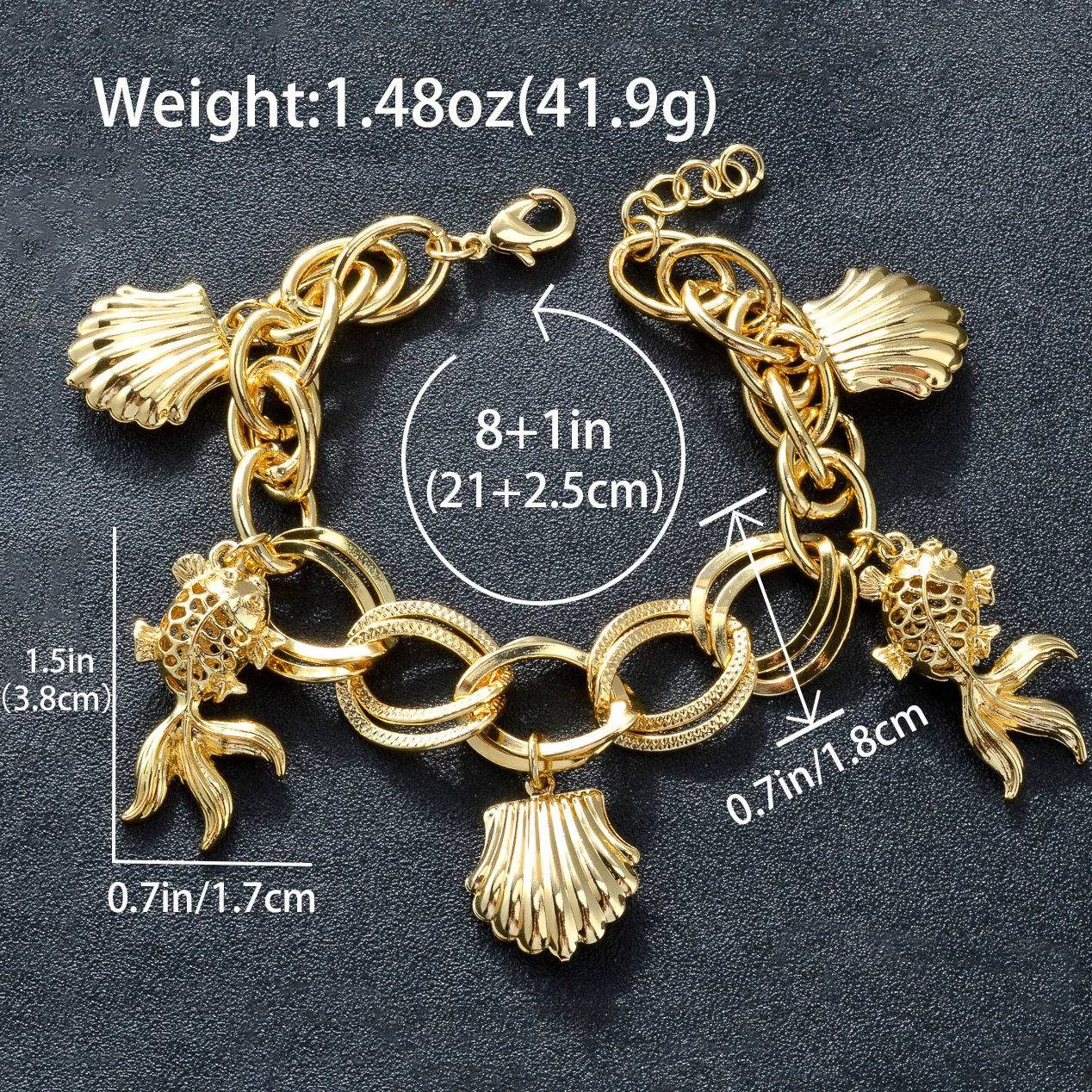 ZeaDear Chic Small Goldfish Bee Animal Charm Bracelets Hip Hop Link Chain Bracelet On Hand Luxury 18K Gold Color Women Jewelry