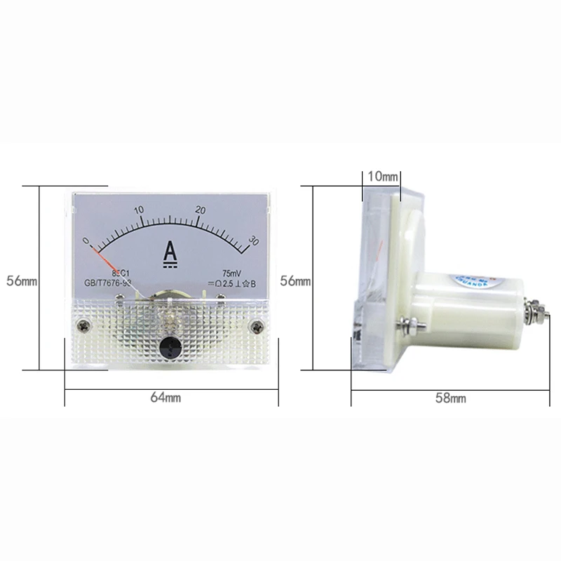 85 c1 DC pannello analogico voltmetro amperometro Amp Volt Meter Gauge 1A 5A 10A 20A 30A 50A 75A 100A 150A 200A 250A 300A 400A 500A