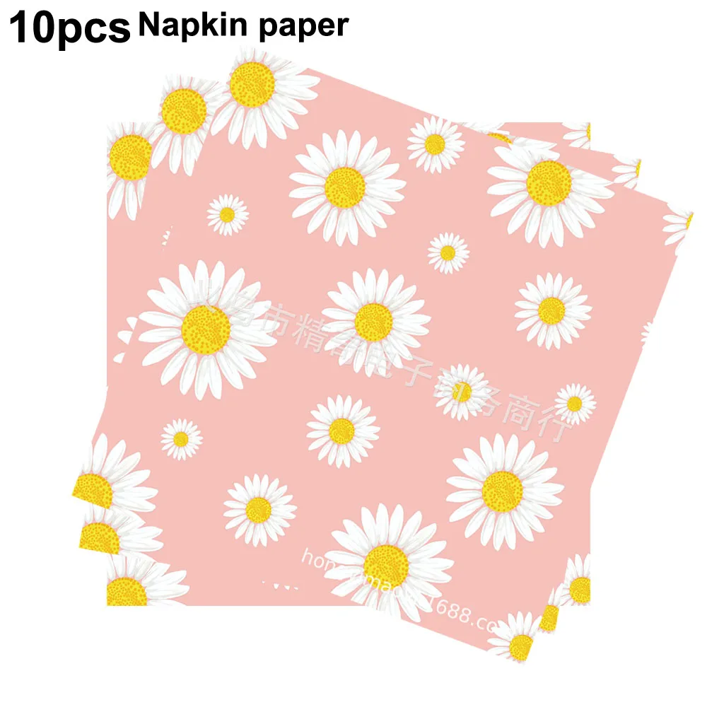 Gänseblümchen-Thema, Einweggeschirr, Blumen-Pappteller, Servietten, Tasse, Gänseblümchen-Blume, Kindergeburtstag, Party, Babyparty, Hochzeitsdekoration – Detail 9