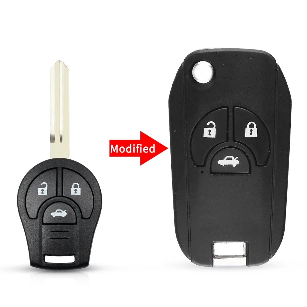 KEYYOU 2 Button Flip Folding Remote Car Key Case Shell Fob Cover Case Styling For Nissan Cube Micra Qashqai Juke Altima Maxima