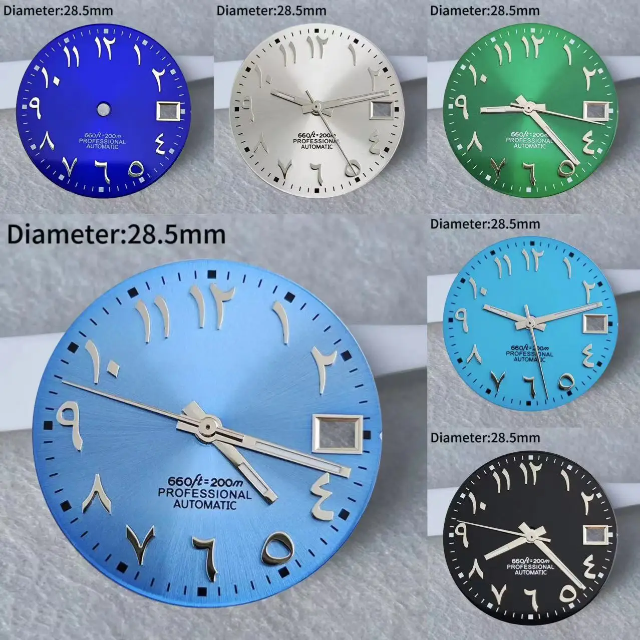 no luminous 28.5mm Arabic numerals S logo dial Suitable nh dial 35 Movement accessories Watch repair tool blue green blue s dial