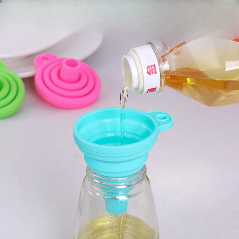 Silicone Folding Funnel For Ice Bag Oil Pouring Funnel Large Caliber Suction Nozzle Grocery Organizer Funnel