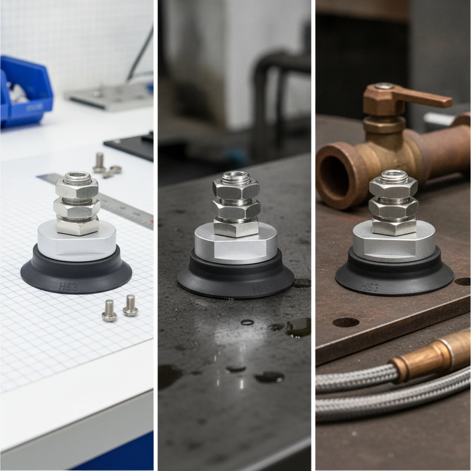 Vacuum Suction Cup Assembly No-Cushion Suction Cup with Metal Fitting Pneumatic Vacuum Gripper Industrial for Integrators