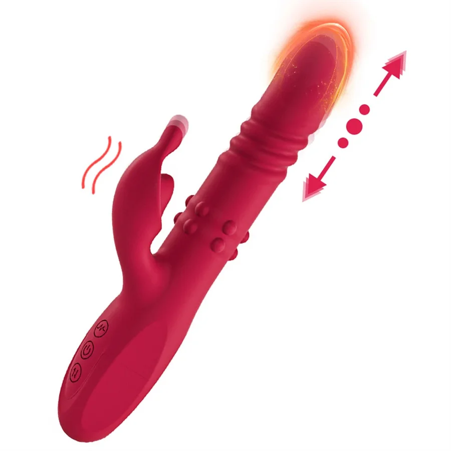 Telescopic Rotating Rabbit Vibrator Vaginal Clitoris Stimulator G-spot Massage Orgasm Masturbator Adult Sex Toys For Women