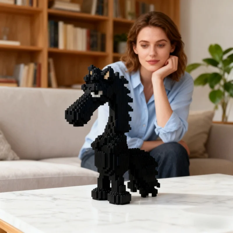 35CM 말 블록 조립식 추상 3D DIY 조립 모델 파티 장식 휴일 선물 우정 선물 창의적인 블록