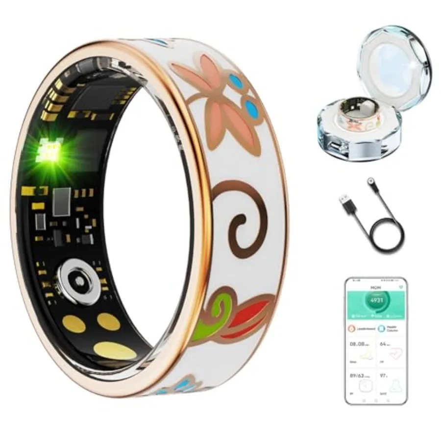 

Smart Ring for Women Men Fitness Tracker with Heart Rate Blood Oxygen Blood Pressure Sleep Monitoring Step Counting IP68 Waterp