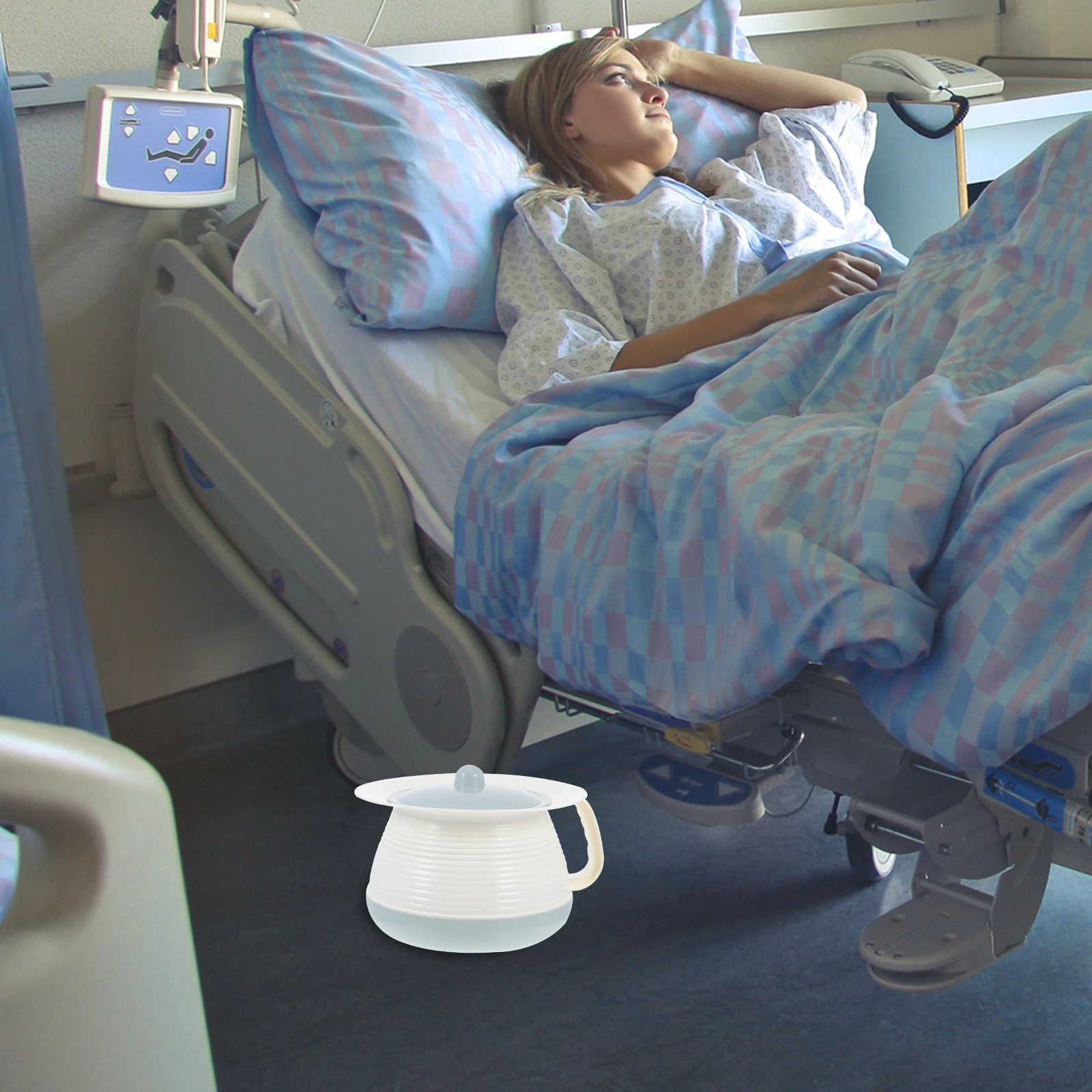 

1 set Portable Chamber Pot for Adults Thick Plastic Spittoon with Lid Durable Easy Clean Use Covered Night Urinal