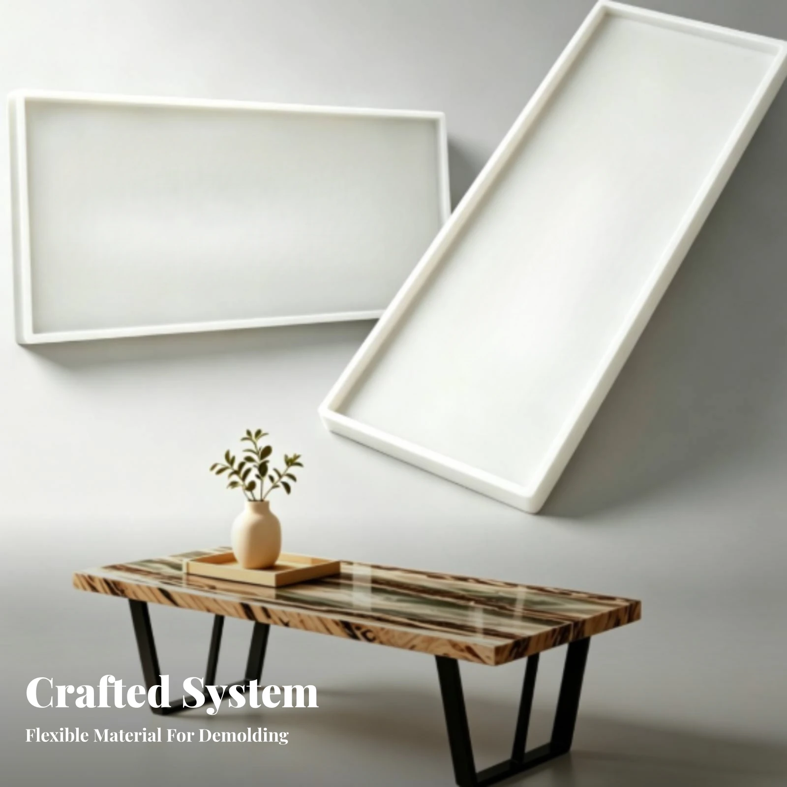 2 Pieces River Table Mold Extra Large Resin Table Mold Rectangular Easy to Clean for Woodworkers, Furniture Making