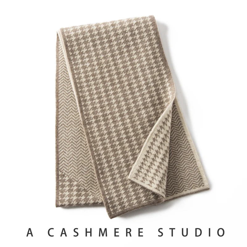 Winter New 100% Cashmere Knit Scarves Women Patterned Thicken Shawl Lady High Quality Scarf Female Fashion Soft Warm Small Scarf