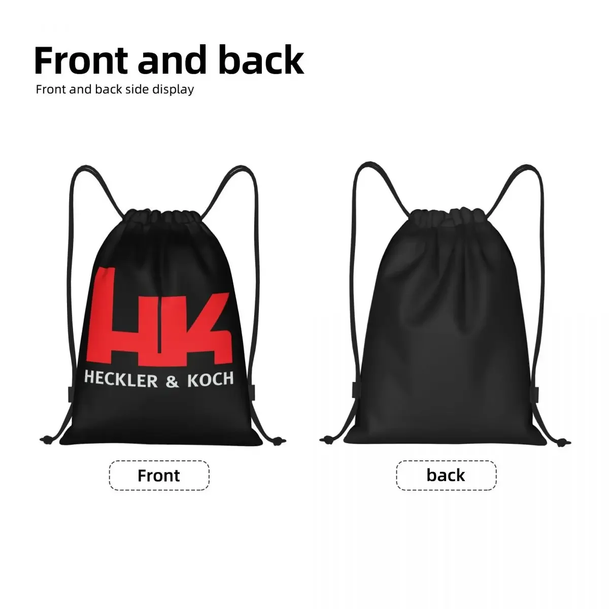 HK Heckler Firearms Koch Gun Drawstring Backpack Sports Gym Bag for Men Women Shopping Sackpack