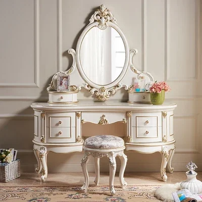 European Style Exquisitely Carved Dressing Table Bedroom Dressing Table Luxury Princess Dressing Table Set