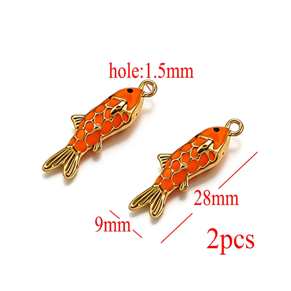 

2/4pcs Stainless Steel Enamel Fish Mermaid Tail Charm for DIY Keychain Earrings Necklace Woman Jewelry Making Material Component