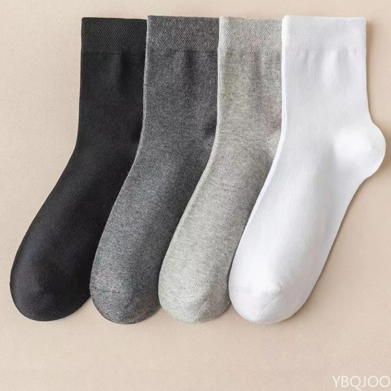 

5 pairs solid color men's new spring autumn fashionable versatile mid tube socks men's socks casual comfortable socks